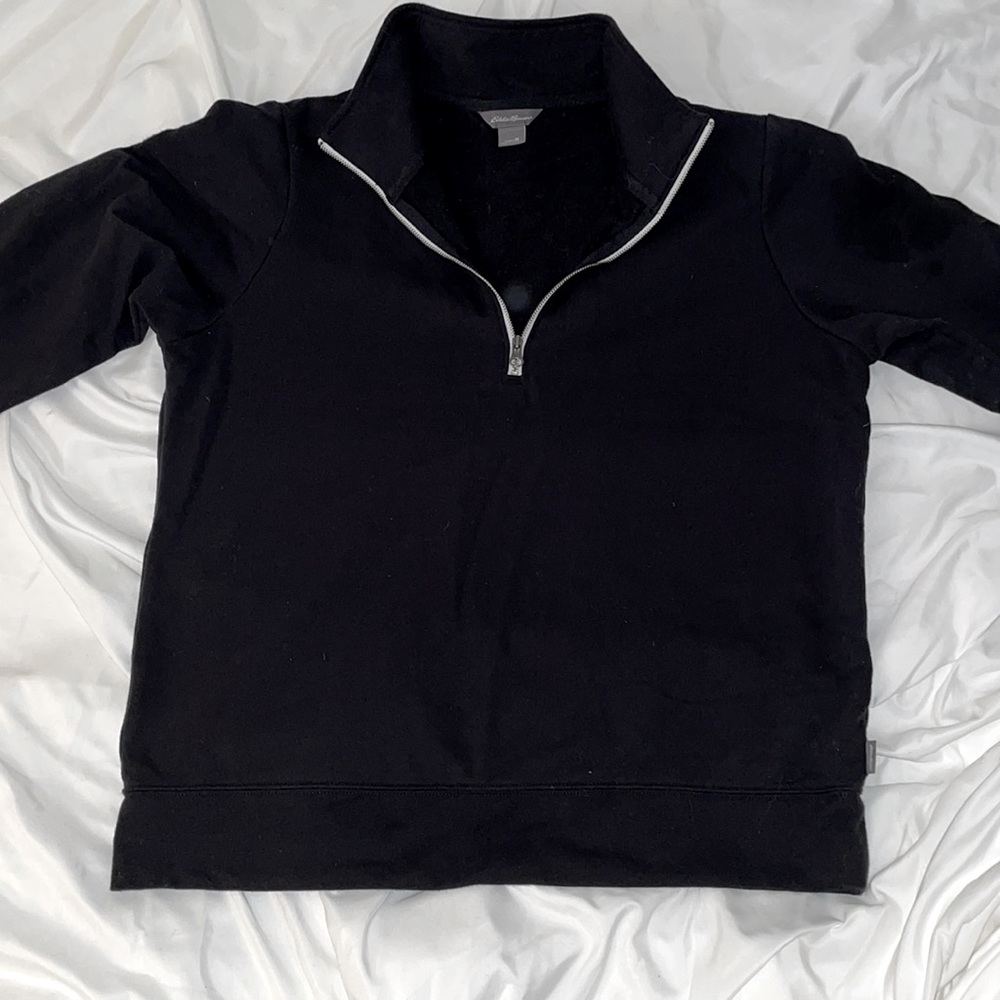 EddieBauer Womens Medoum Quarterzip Black with White Zipper